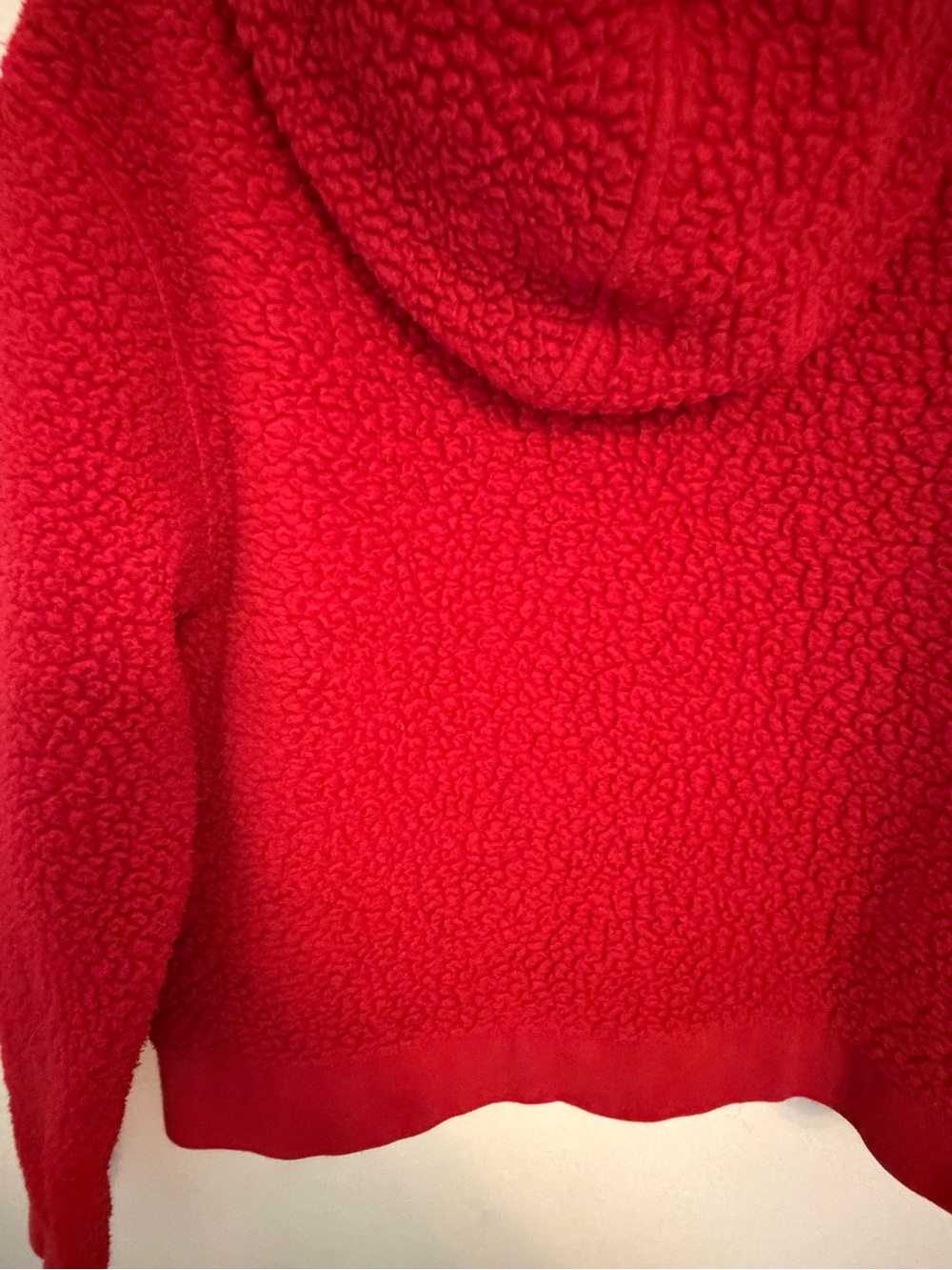 J. Crew Red Sherpa Hoodie 1/4 zip color block pink and purple vintage - Picture 3 of 5
